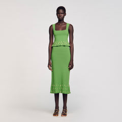 Sandro / Knit top with charms Green