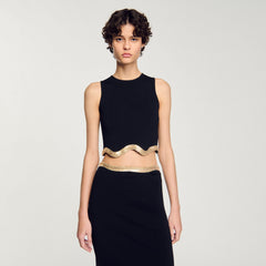 Sandro / Cropped top with chain detail Black