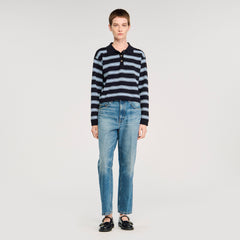 Sandro / Striped polo sweater Navy Blue