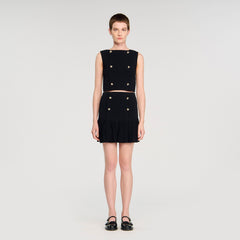 Sandro / Button detail cropped knit top Black