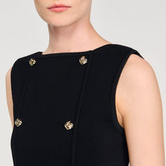 Sandro / Button detail cropped knit top Black