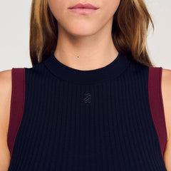 Sandro / Two-tone knit top Navy Blue