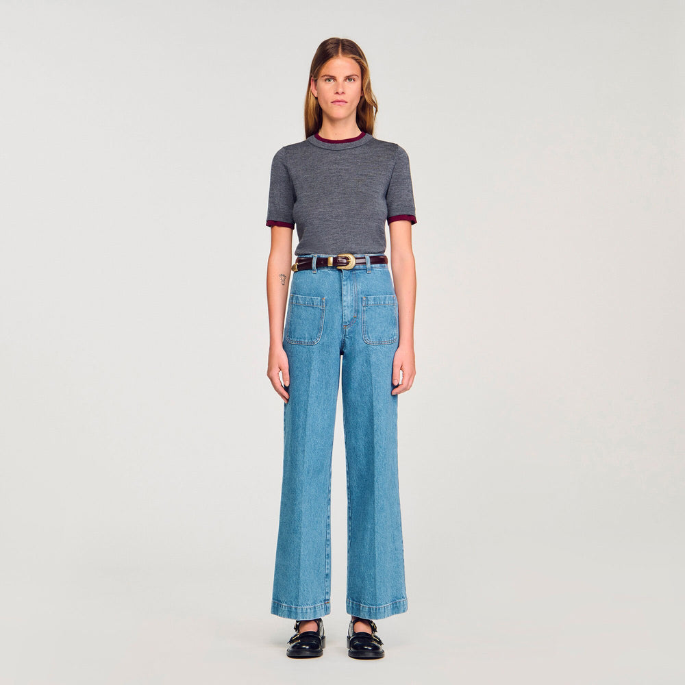 Sandro / Two-tone cropped sweater Grey