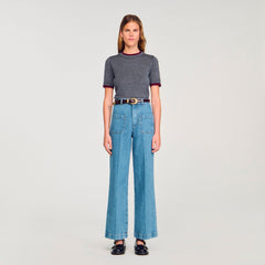 Sandro / Two-tone cropped sweater Grey