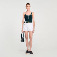 Sandro / Two-tone knit vest top Bottle Green