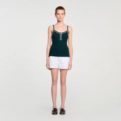 Sandro / Two-tone knit vest top Bottle Green