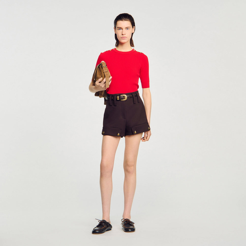 Sandro / Argyle polo-neck sweater Red