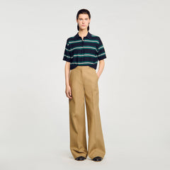 Sandro / Polo-neck striped sweater Navy Blue