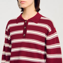 Sandro / Striped polo sweater Bordeaux
