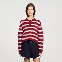 Sandro / Striped polo sweater Bordeaux