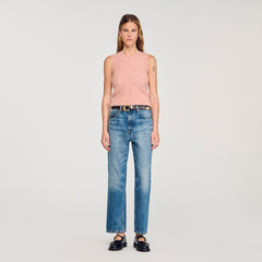Sandro / Twisted sleeveless sweater Poudre Pink