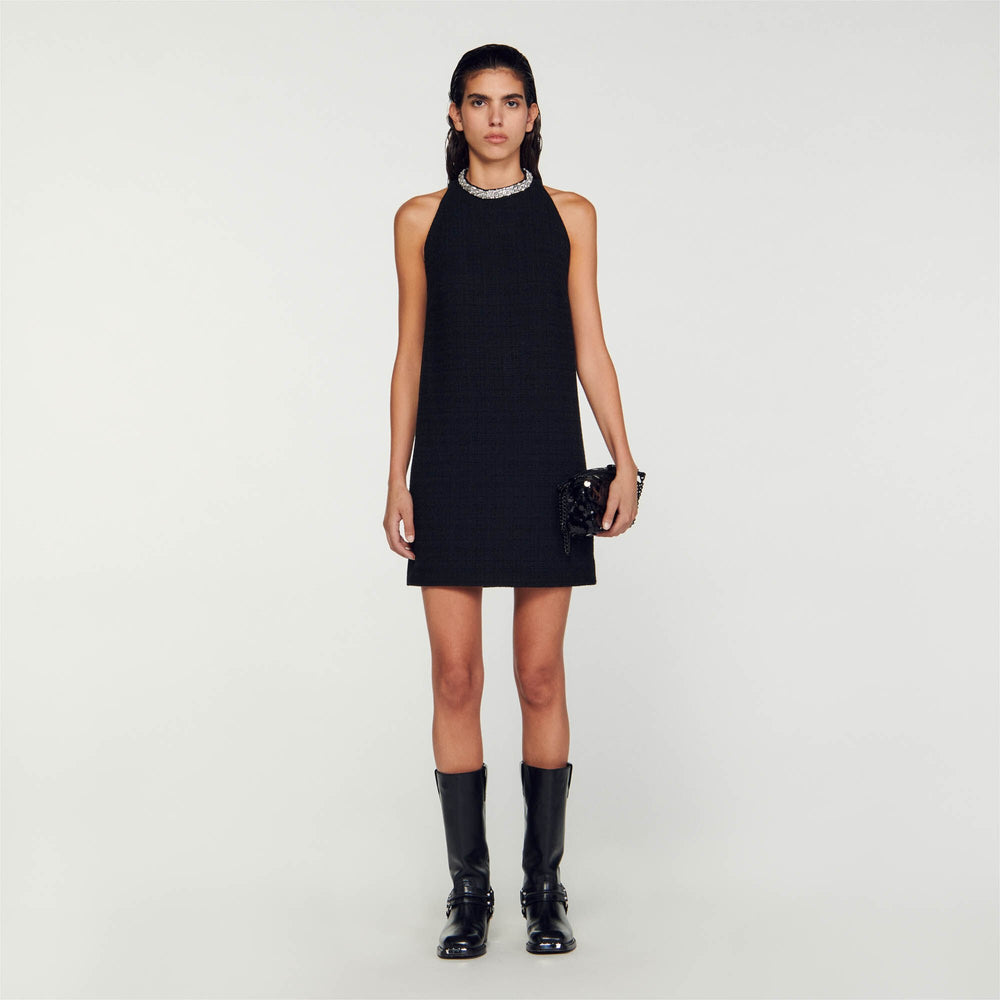 Sandro / Dress with jewellery collar Black