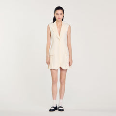 Sandro / Mini pleated suit dress Ecru