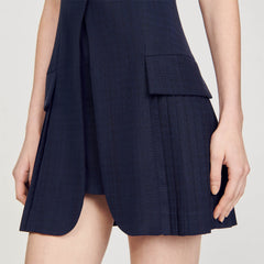 Sandro / Mini pleated suit dress Deep Blu