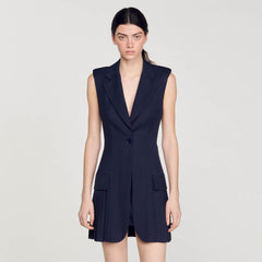 Sandro / Mini pleated suit dress Deep Blu