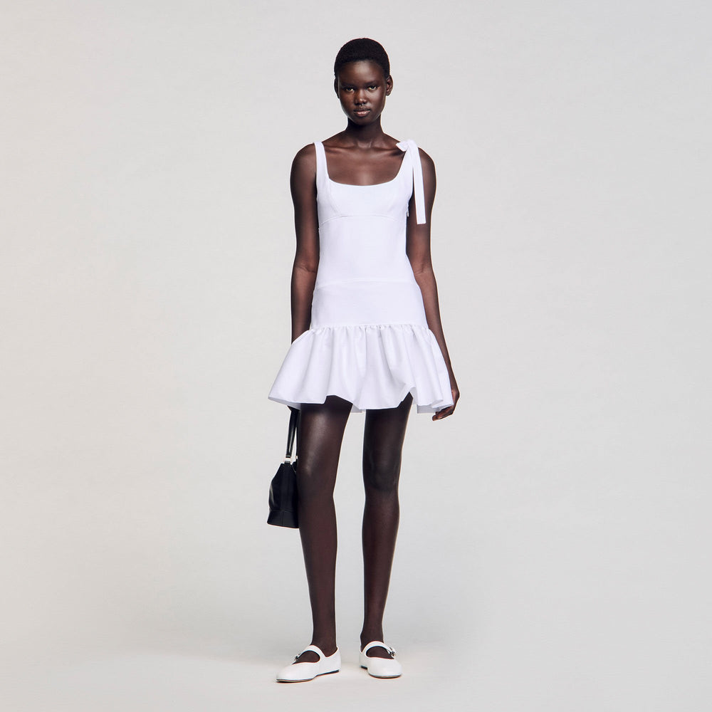 Sandro / Dual-material mini dress White
