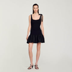 Sandro / Dual-material mini dress Black