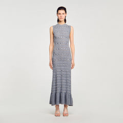 Sandro / Knit maxi dress with studs Grey