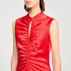 Sandro / Draped satin-effect dress Red
