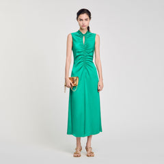 Sandro / Draped satin-effect dress Emeuraude Green