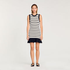 Sandro / Striped knit mini dress Ecru / Black
