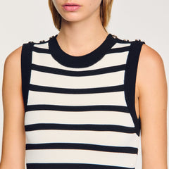 Sandro / Striped knit mini dress Ecru / Black