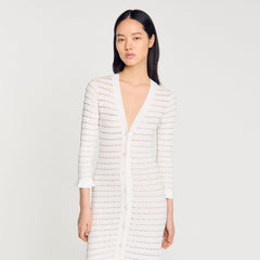 Sandro / Maxi dress with pearl details Ecru