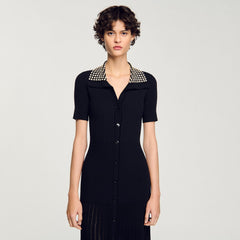 Sandro / Knit maxi dress with studs Black