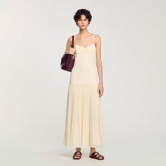 Sandro / Pleated maxi dress Ecru