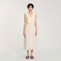 Sandro / Pleated maxi dress Ecru