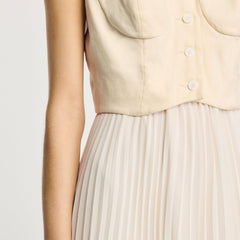 Sandro / Pleated maxi dress Ecru