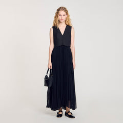 Sandro / Pleated maxi dress Black