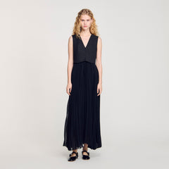 Sandro / Pleated maxi dress Black