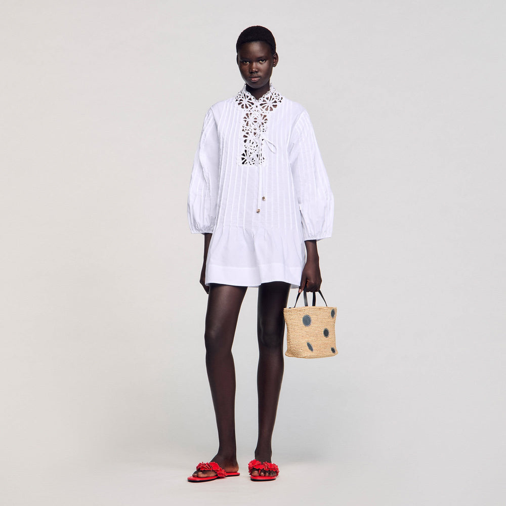 Sandro / Mini dress with lace detail White