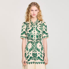 Sandro / Floral print maxi dress Ecru / Green