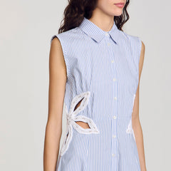 Sandro / Striped embroidered maxi dress Sky Blue