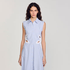 Sandro / Striped embroidered maxi dress Sky Blue