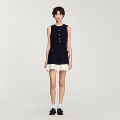 Sandro / Two-tone tweed mini dress Black