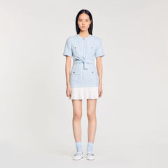 Sandro / Mini tweed dress Sky Blue