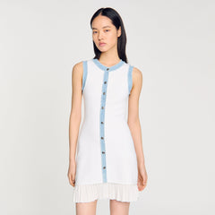 Sandro / Mini knit dress with ruffles Ecru