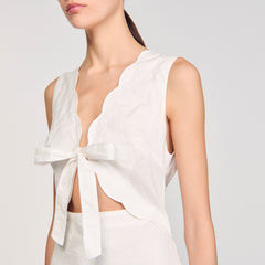 Sandro / Crinkled maxi dress with bow Ecru