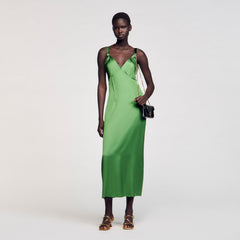 Sandro / Fluid satin-effect dress Green
