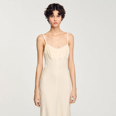 Sandro / Maxi dress with straps Ecru
