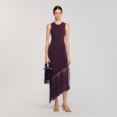 Sandro / Fringed and beaded maxi dress Brown