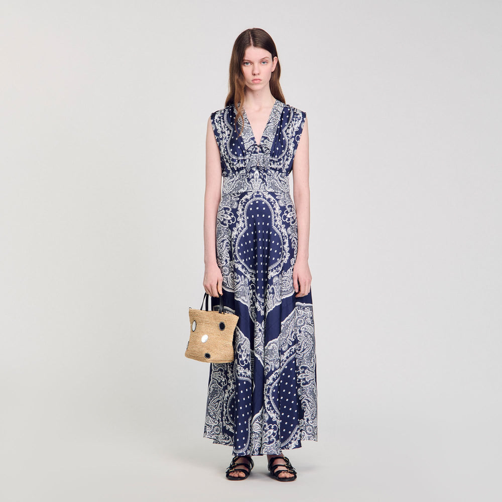 Sandro / Bandana-print maxi dress Blu / White