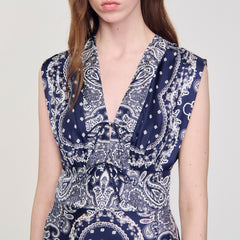 Sandro / Bandana-print maxi dress Blu / White