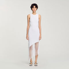 Sandro / Fringed crochet dress White