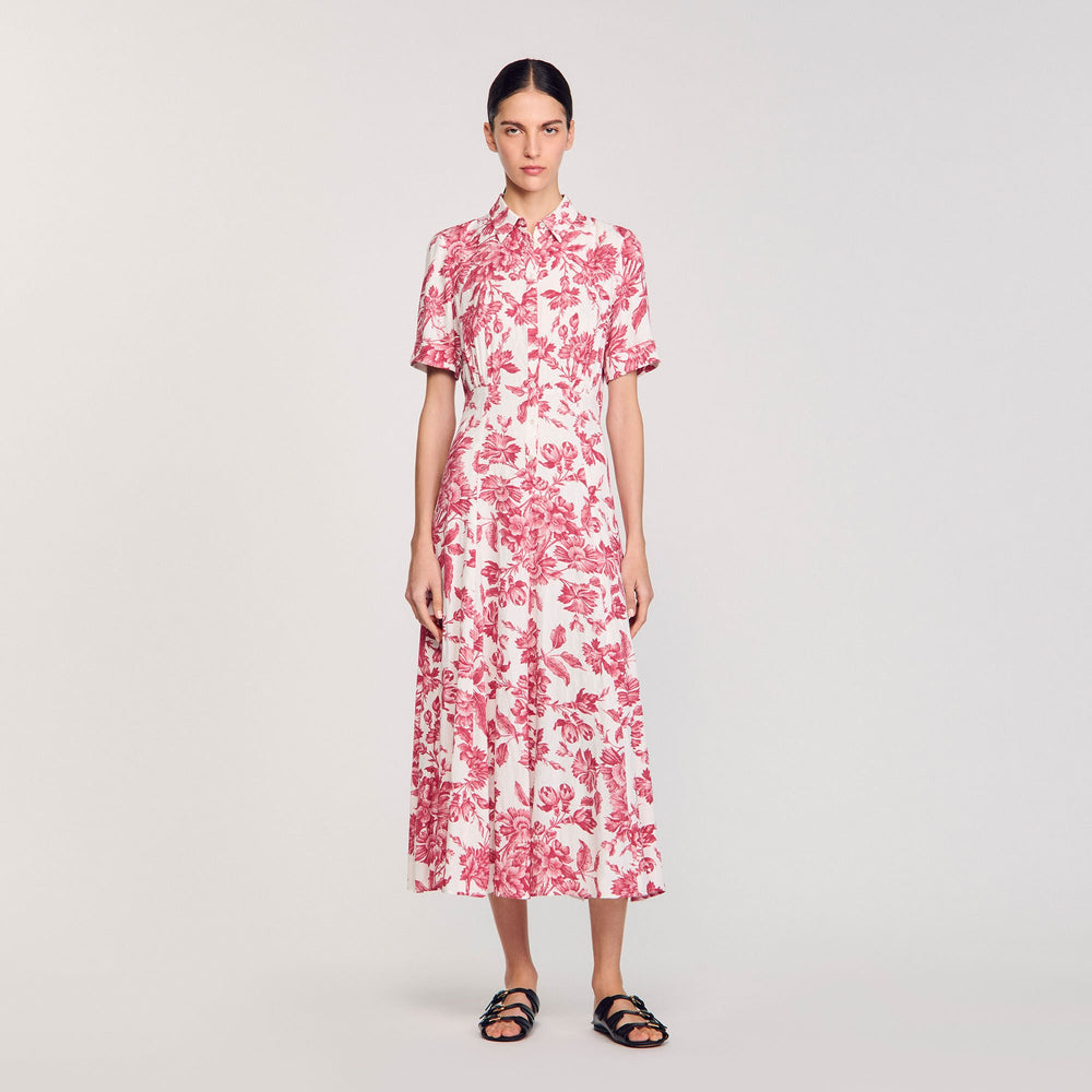 Sandro / Floral patterned maxi dress White / Red