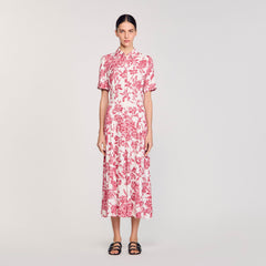 Sandro / Floral patterned maxi dress White / Red