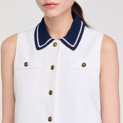 Sandro / Mini dress with contrasting collar White